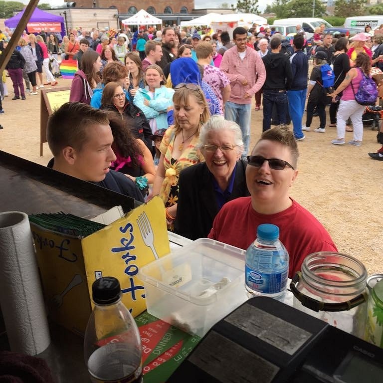 Bready's Delights food stall serving customers at a busy outdoor event